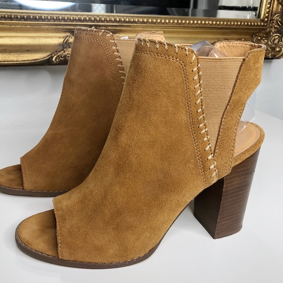 Urban Outfitters Shoes - Urban Outfitters Suede Peep Toe Bootie